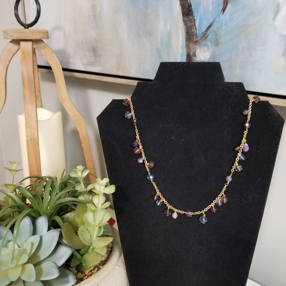 Cookie Lee gold and purples necklace - Picture 3 of 4
